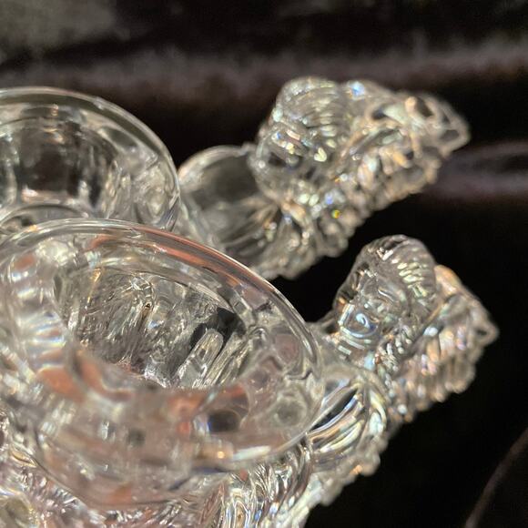 Pair Cherub Angel Candlestick Holders Mikasa Lead Crystal Clear Vintage Decor 2 - Picture 8 of 11